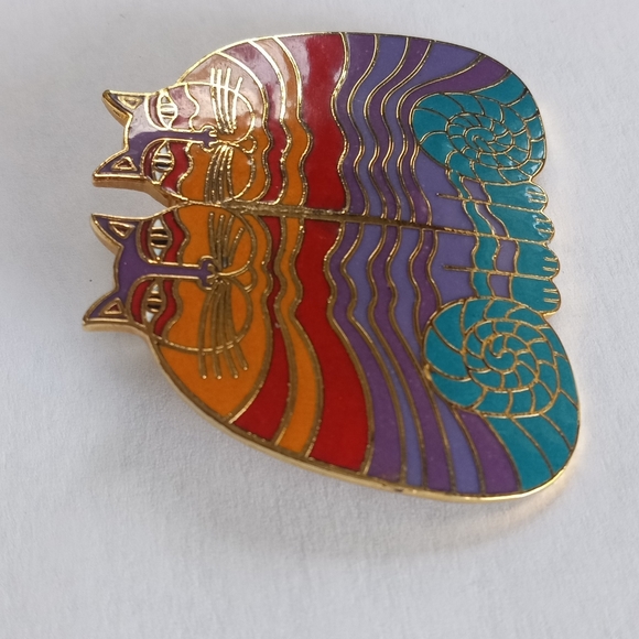 Lauren Burch Rainbow Cats Vintage Cloissane Enamel Gold Plated Pin/Brooch - Picture 4 of 7